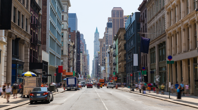View of a road of buildings in Soho, NYC to support Halara article