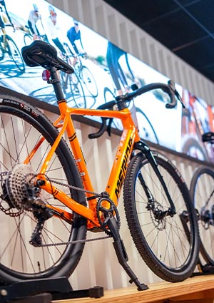 Orange racing bicycle