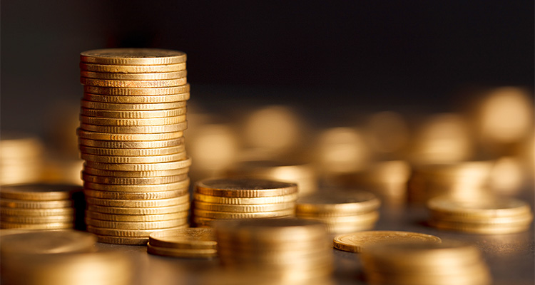 Stack of Gold Coin on Black Background.