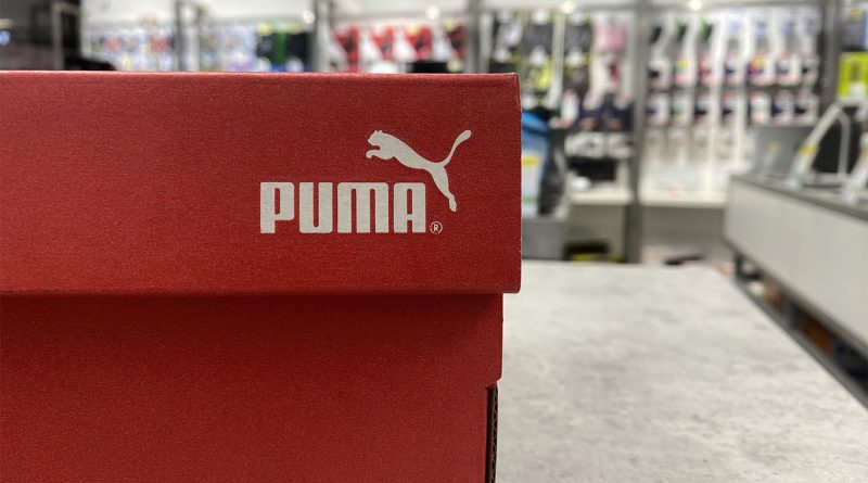 Classic red Puma shoebox showing logo to support Puma’s Las Vegas flagship article