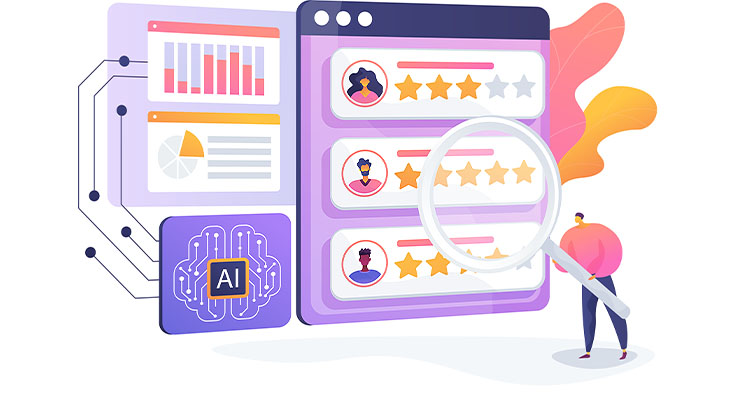 Ai enhanced customer feedback analysis abstract concept vector illustration