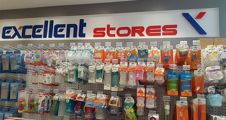 Products on display at Excellent Stores