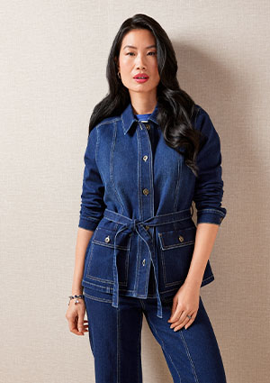 Model in Northern Reflections denim outfit