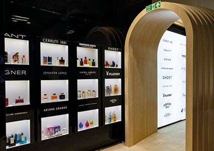 a luxury perfume boutique stall