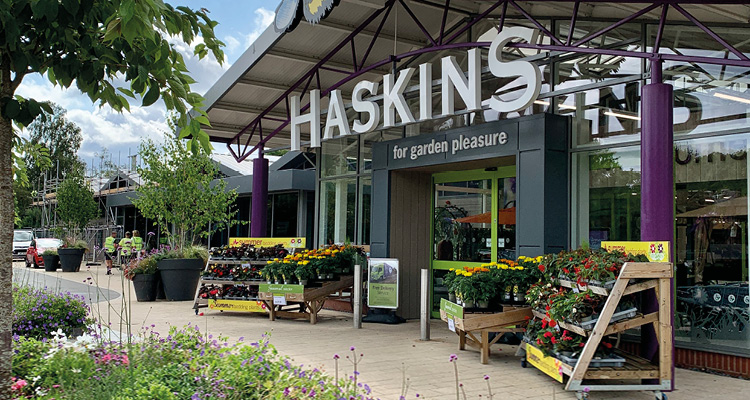 the entrance to a Haskins Garden Centre