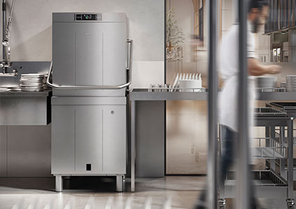 a Smeg Professional hood-type dishwasher