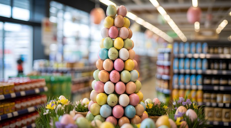 Shoppers buying Easter products in a US retail store during spring season