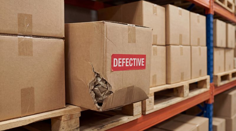 defective inventory box in warehouse