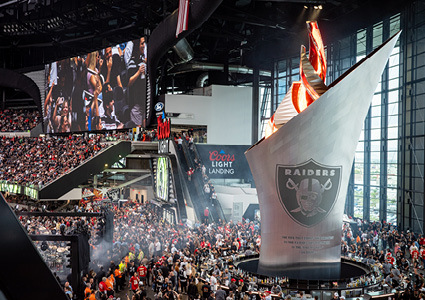 the Al Davis Memorial Torch inside Allegiant Stadium in Las Vegas